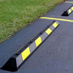 Recycled Rubber Parking Block Heavy-DS Series-Wheel Stops & Bumper Blocks-RubberForm-White Stripe Designer Block-Sealcoating.com