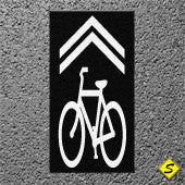 Contrast Box with White "Bicycle Shared Lane" 4' x 10' Preformed Thermoplastic Legend-Performed ThemoPlastic-Swarco Industries-Black-125 MIL-Sealcoating.com
