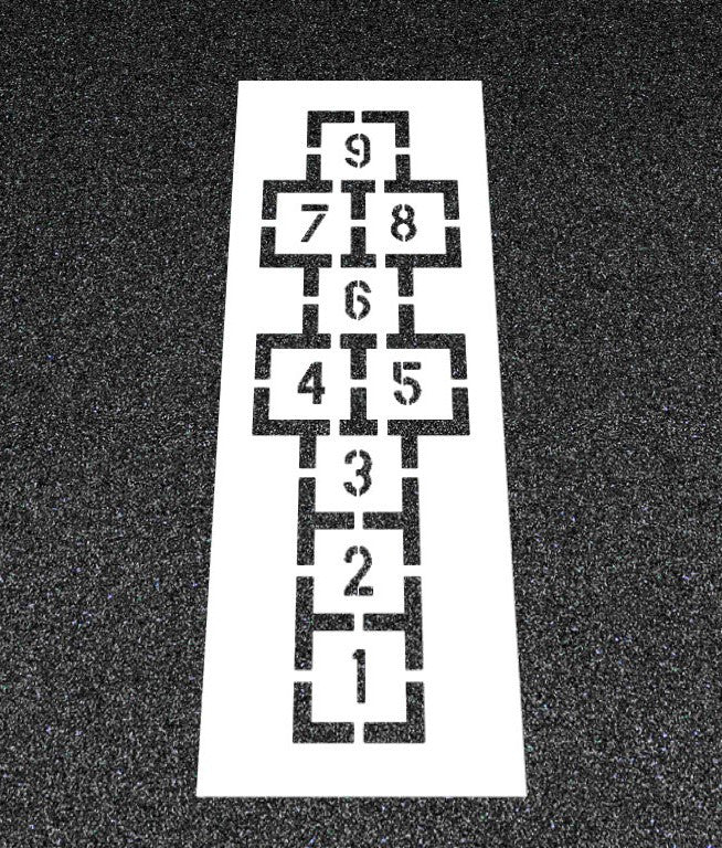 Hopscotch Stencil Triple Play Stencil-Stencils-Pavement Stencil Company-Default-Sealcoating.com