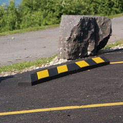 Recycled Rubber Parking Block Heavy-DS Series-Wheel Stops & Bumper Blocks-RubberForm-White Stripe Designer Block-Sealcoating.com