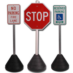 Granite Rubber Sign Base-60 lbs-Traffic & Parking Lot Signs-RubberForm-Includes Round Post Hole NO Sign Post Included-Sealcoating.com