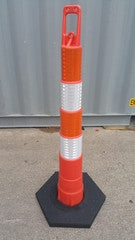 Reflective Traffic Channelizer-Traffic Control-Work Area Protection-Four 6-Inch Stripes-Engineer Grade-Sealcoating.com