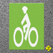 Green or Black Contrast Box with White "Bike Man" 4' x 7' Preformed Thermo Plastic Legend-Performed ThemoPlastic-Swarco Industries-Green-125 MIL-Sealcoating.com