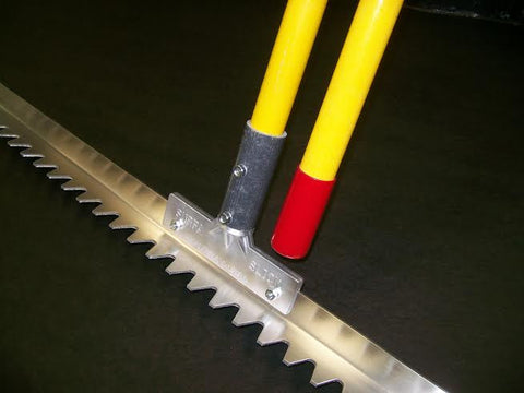 Yellow Fiberglass Safety Lute-Asphalt Paving Tools-Surfa Slick-24” (2ft) SERRATED Lute Bar with Skinny 1.25” diameter handle-Sealcoating.com