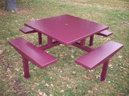 ADA Steel Slated Top 6' Picnic Table - The Hickory-Picnic Tables-CH Hanson-Redwood-Sealcoating.com