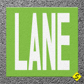 Contrast Box with White "LANE" Word 4' x 5' Preformed Thermoplastic Legend-Performed ThemoPlastic-Swarco Industries-Green-125 MIL-Sealcoating.com