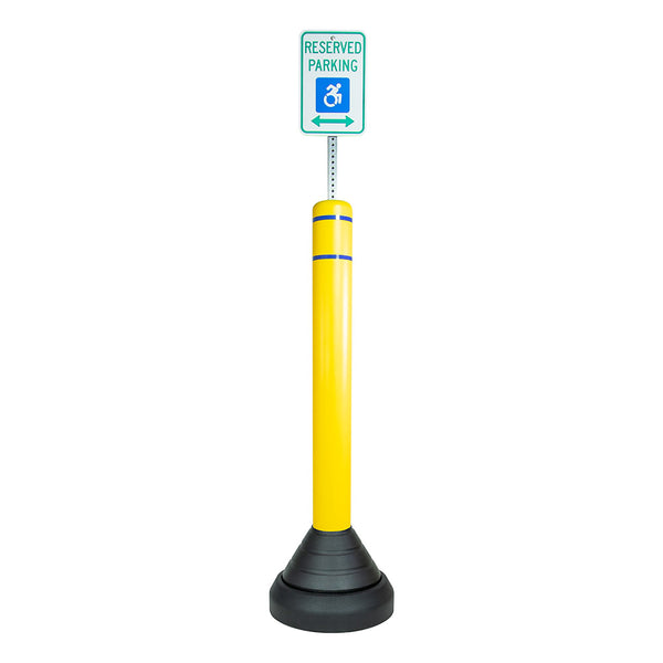 Portable Rubber Bollard Base with Sign Post 