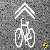 Bicycle Shared Lane Symbol (MUTCD) Preformed ThermoPlastic 9'4" x 3'4" (Qty 2)-Preformed ThermoPlastic-Swarco Industries Inc.-90 MIL (WHITE)-Sealcoating.com