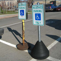 Black Rubber Sign Base- 60 lbs-Traffic & Parking Lot Signs-RubberForm-Black Sign Base 60 lbs.-Round Post Hole NO Sign Post Included-Sealcoating.com
