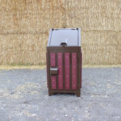 Brown 32 Gallon Trash Receptacle with Red Slats - Bear Proof