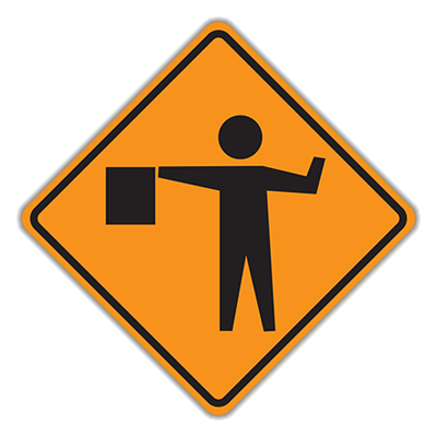 Flagger Ahead Symbol Traffic Sign