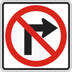 No Right Turn 24 in x 24 in Sign