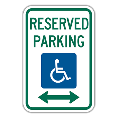 Reserved Parking for Handicap Sign 12 in x 18 in