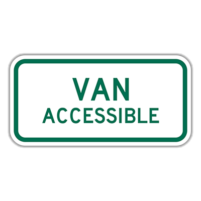 Van Accessible Sign Green and White 
